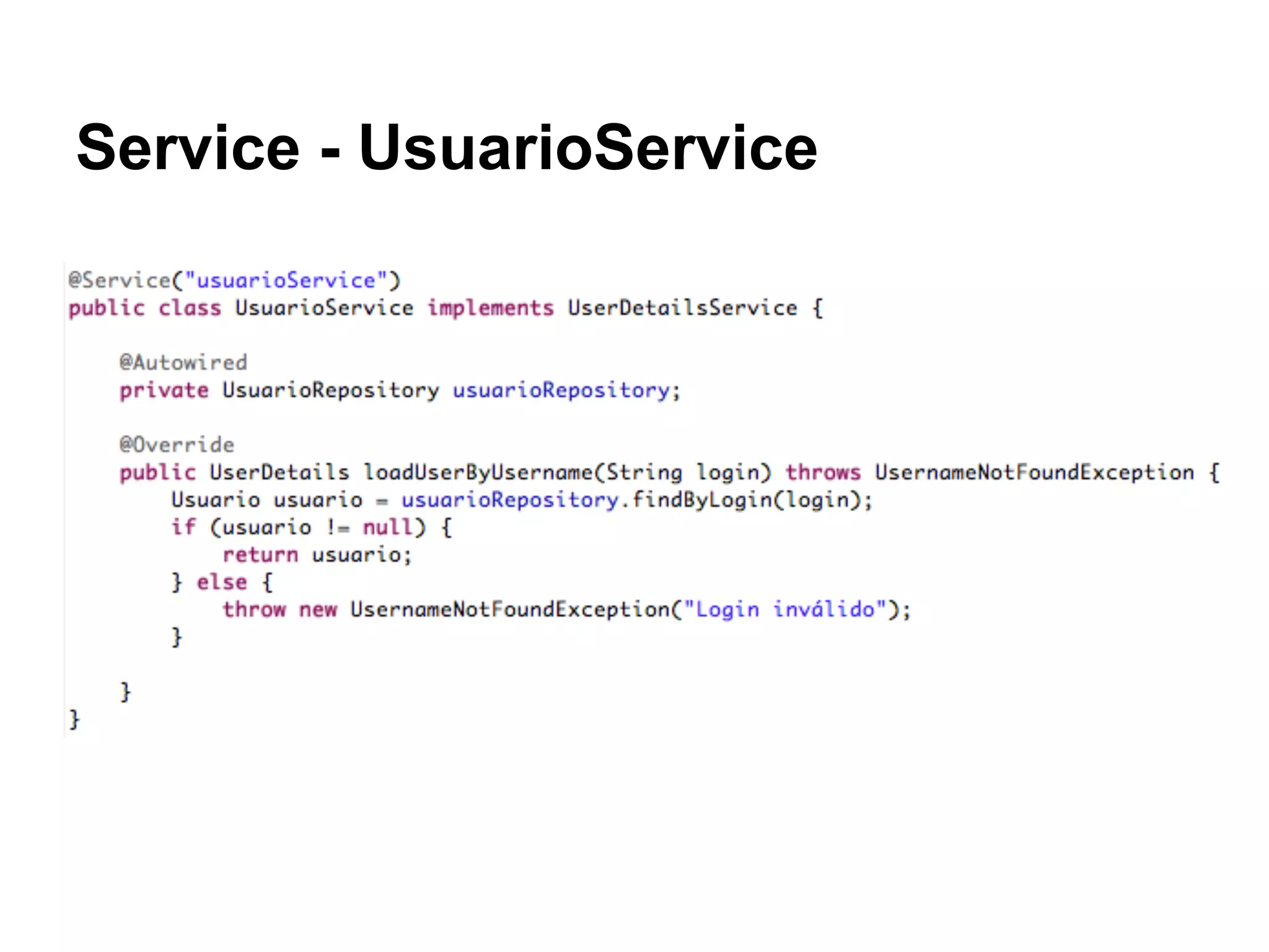 Service - UsuarioService
 