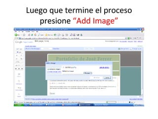Luego que termine el proceso presione  “Add Image” 