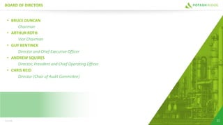• BRUCE DUNCAN
Chairman
• ARTHUR ROTH
Vice Chairman
• GUY BENTINCK
Director and Chief Executive Officer
• ANDREW SQUIRES
Director, President and Chief Operating Officer
• CHRIS REID
Director (Chair of Audit Committee)
BOARD OF DIRCTORS
22TSX:PRK
 