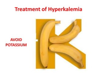 Treatment of Hyperkalemia
AVOID
POTASSIUM
 