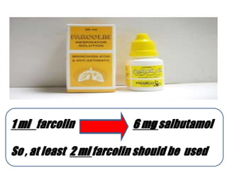 1 ml farcolin 6 mg salbutamol
So , at least 2 ml farcolin should be used
 