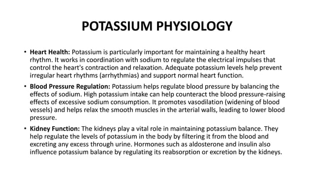 POTASSIUM PHYSIOLOGY.pptx | Heart and Cardiovascular Diseases ...