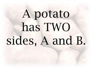 A potato has TWO sides, A and B.
