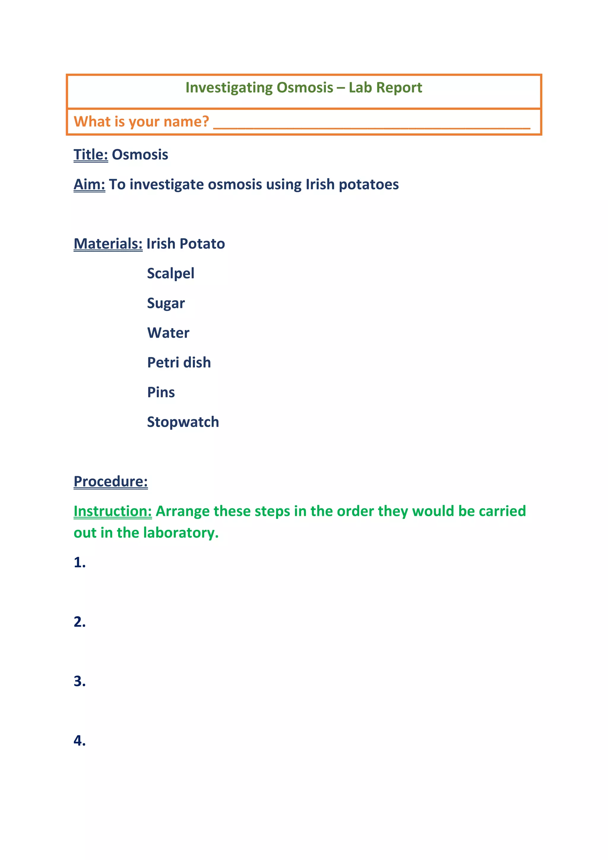 Potato osmosis laboratory report PDF