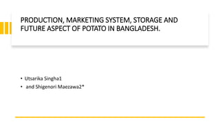 PRODUCTION, MARKETING SYSTEM, STORAGE AND
FUTURE ASPECT OF POTATO IN BANGLADESH.
• Utsarika Singha1
• and Shigenori Maezawa2*
 