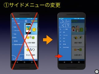 7
①サイドメニューの変更
 