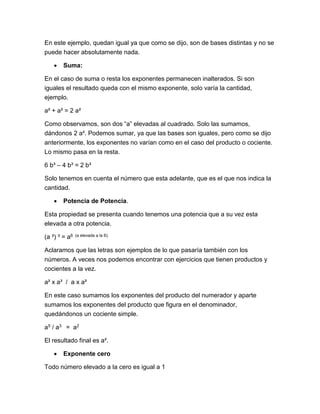 Potenciacion y radicacion y sus propiedades | PDF