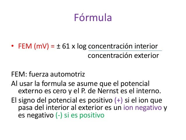 Resultado de imagen para ecuacion de nernst fem