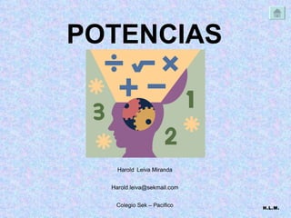 POTENCIAS H.L.M. Harold   Leiva Miranda [email_address] Colegio Sek – Pacífico Con - Con 