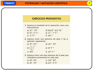 POTENCIAS Y NOTACIÓN CIENTÍFICA 9
Tema 3Tema 3
 
