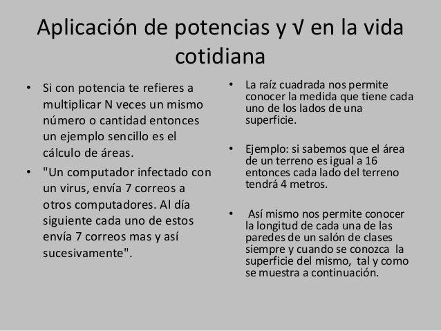 Potencias y raíz cuadrada
