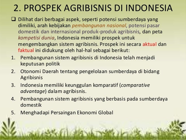 Potensi & Prospek Sektor Agribisnis
