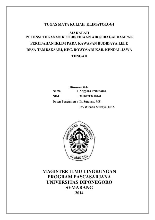 Potensi Tekanan Ketersediaan Air Sebagai Dampak Perubahan Iklim Pada