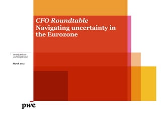 CFO Roundtable
                   Navigating uncertainty in
                   the Eurozone


Strictly Private
and Confidential


March 2013
 