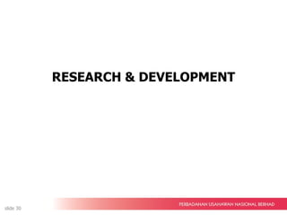 RESEARCH & DEVELOPMENT
slide 30
 