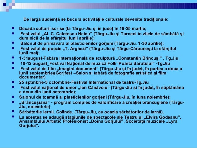 Potential Turistic Al Orasului Tg Jiu Gorj