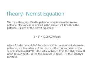 Analytical Determination by Potentiometric Methods | PPTX