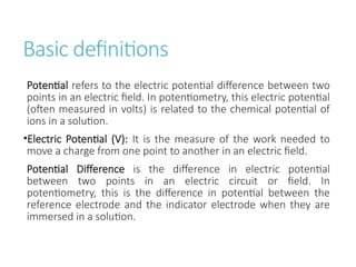 Analytical Determination by Potentiometric Methods | PPTX