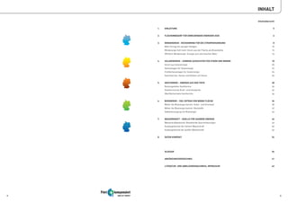 INHALT

                                                                     Inhaltsübersicht


    1.   EINLEITUNG                                                                5


    2.   FLÄCHENBEDARF FÜR ERNEUERBARE ENERGIEN 2020                               6


    3.   WINDENERGIE - RÜCKENWIND FÜR DIE STROMVERSORGUNG                          8
         Mehr Ertrag mit weniger Anlagen                                          10
         Windenergie holt mehr Strom aus der Fläche als Braunkohle                14
         Offshore-Windenergie: Energie vom stürmischen Meer                       16


    4.   SOLARENERGIE – SONNIGE AUSSICHTEN FÜR STROM UND WÄRME                    18
         Strom aus Solarenergie                                                   20
         Dachanlagen für Solarenergie                                             22
         Freiflächenanlagen für Solarenergie                                      24
         Solarthermie: Heizen und Kühlen mit Sonne                                26


    5.   GEOTHERMIE – ENERGIE AUS DER TIEFE                                       28
         Nutzungstiefen Geothermie                                                30
         Geothermische Kraft –und Heizwerke                                       32
         Oberflächennahe Geothermie                                               34


    6.   BIOENERGIE – VIEL ERTRAG VON WENIG FLÄCHE                                36
         Woher die Bioenergie kommt: Acker- und Grünland                          40
         Woher die Bioenergie kommt: Reststoffe                                   42
         Selbstversorgung mit Bioenergie                                          44


    7.   WASSERKRAFT – QUELLE FÜR SAUBERE ENERGIE                                 46
         Wasserkraftpotenzial: Bestehende Querverbauungen                         49
         Ausbaupotenzial der kleinen Wasserkraft                                  50
         Ausbaupotenzial der großen Wasserkraft                                   52


    8.   DATEN KOMPAKT                                                            54




         GLOSSAR                                                                  56


         ABKÜRZUNGSVERZEICHNIS                                                    61


         LITERATUR- UND ABBILDUNGSNACHWEIS, IMPRESSUM                             62




2                                                                                       3
 