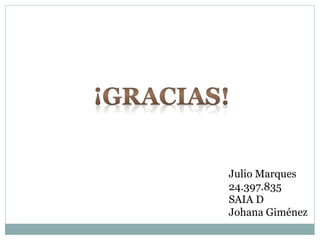 Julio Marques
24.397.835
SAIA D
Johana Giménez
 