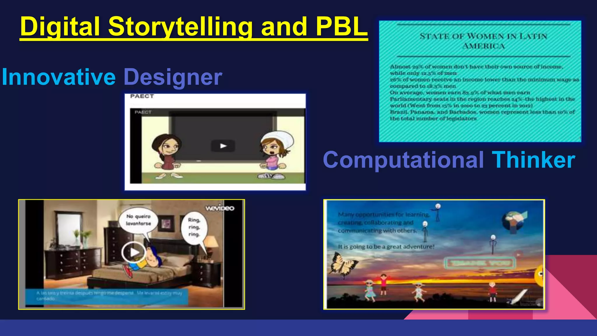 Digital Storytelling and PBL
Innovative Designer
Computational Thinker