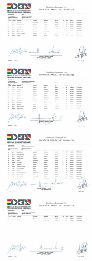 Lista de candidatos de UD por Potosí