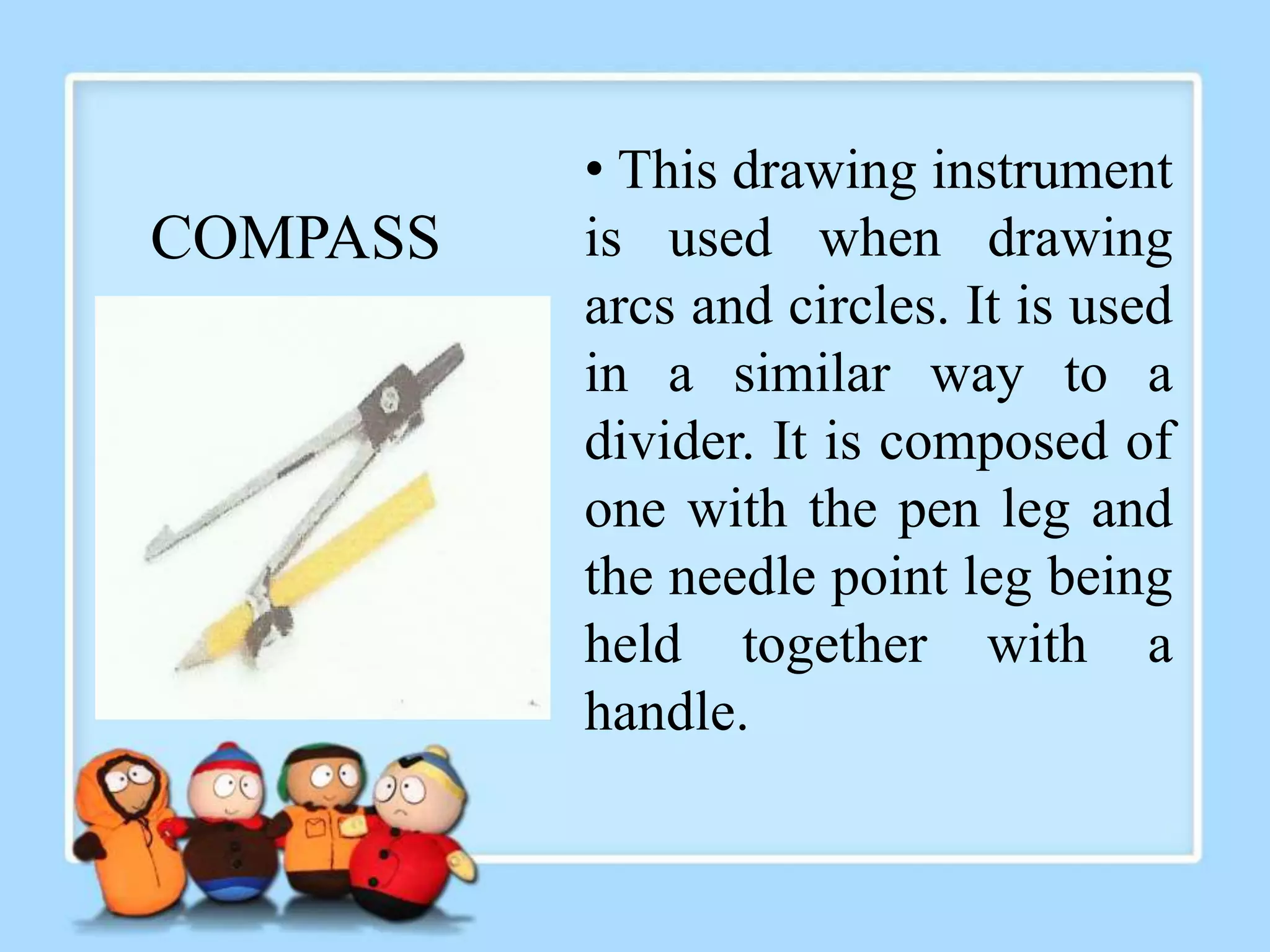 DRAFTING MATERIALS AND TOOLS ITS USES/FUNCTIONS PPT