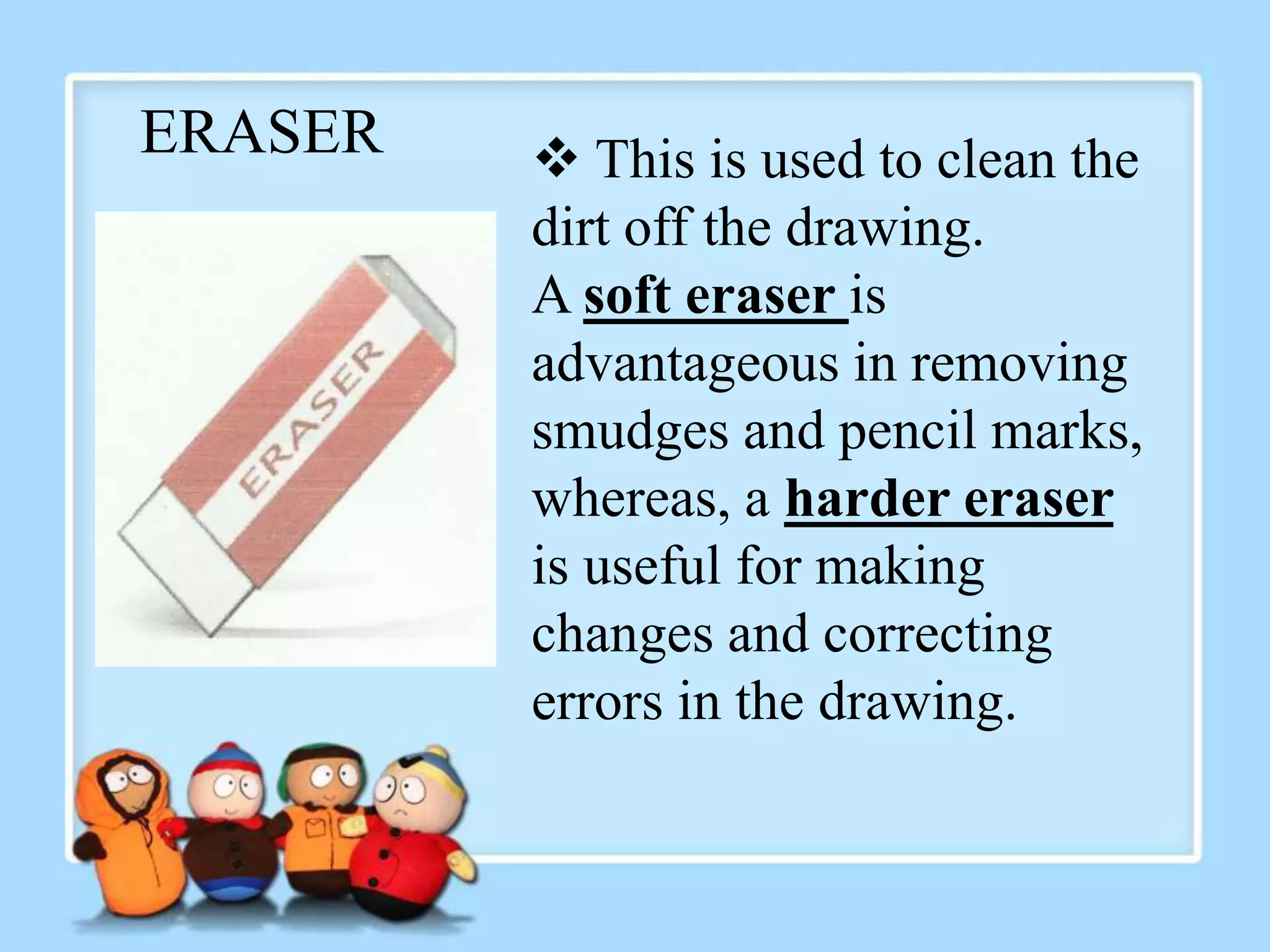DRAFTING MATERIALS AND TOOLS ITS USES/FUNCTIONS PPT