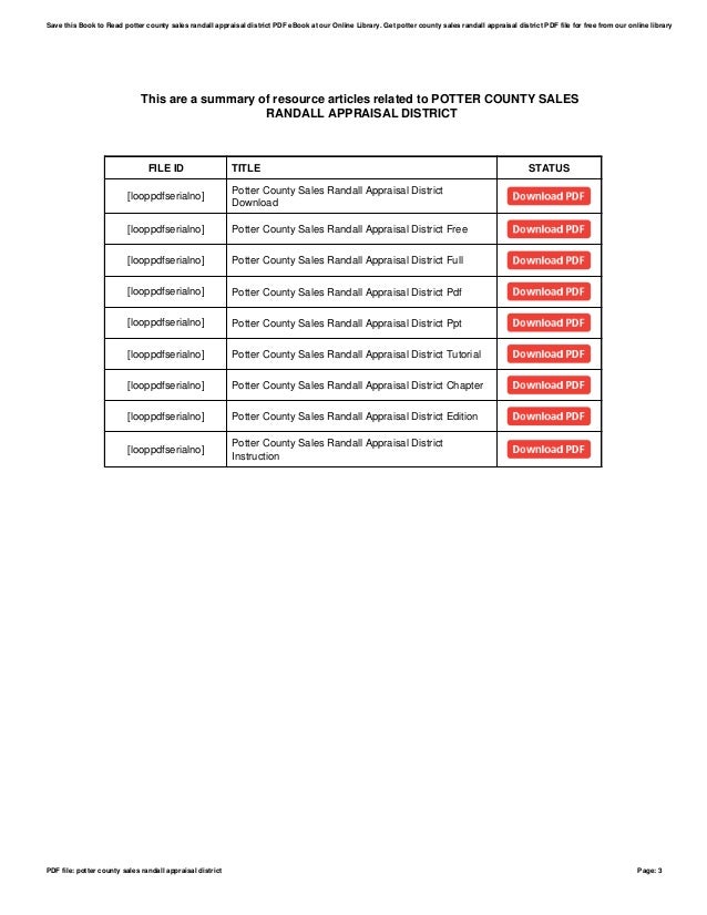Potter county sales randall appraisal district