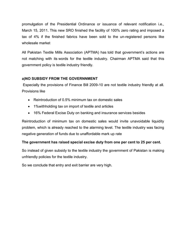 Porter FIve forces analysis on textile industry PDF