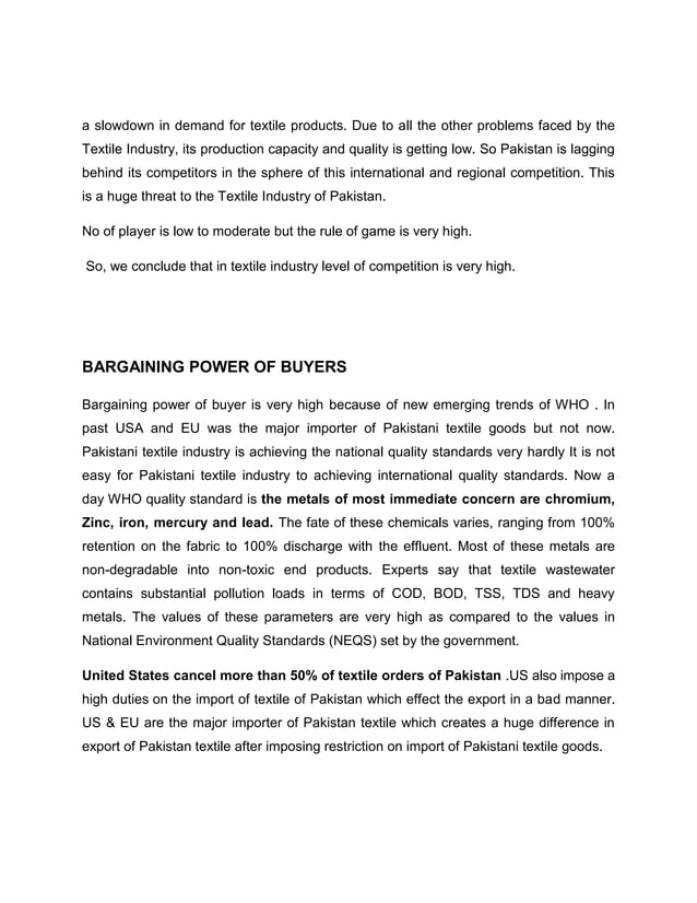 Porter FIve forces analysis on textile industry PDF