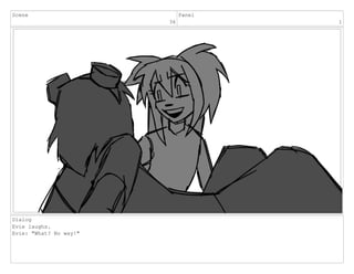 Scene
36
Panel
1
Dialog
Evie laughs.
Evie: "What? No way!"
 