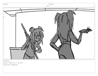 Scene
45
Panel
1
Dialog
Evie: "And so I said-"
Charlie grumbles.
 