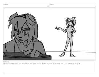 Scene
50
Panel
1
Dialog
Charlie mumbles: "It wouldn't be the first time anyone did THAT on this stupid ship."
 