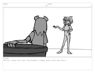Scene
50
Panel
2
Dialog
Charlie, louder this time: "Say goodbye to Bobby, Eves, we're done here."
 