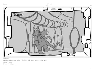 Scene
2
Panel
14
Dialog
Random bathroom guy: "Outta the way, outta the way!"
Tony: "OH!"
Charlie sighs.
 