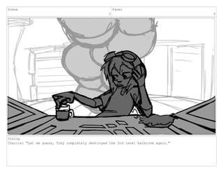 Scene
3
Panel
9
Dialog
Charlie: "Let me guess, Tony completely destroyed the 3rd level bathroom again."
 