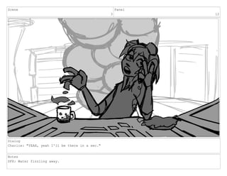 Scene
3
Panel
12
Dialog
Charlie: "YEAH, yeah I'll be there in a sec."
Notes
SFX: Water fizzling away.
 