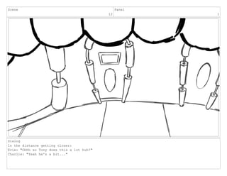 Scene
12
Panel
1
Dialog
In the distance getting closer:
Evie: "Ohhh so Tony does this a lot huh?"
Charlie: "Yeah he's a bit..."
 