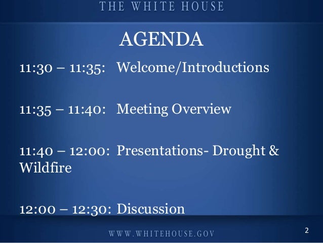 Champions of Change:
Veterans Advancing Clean Energy
and Climate Security
September 24th, 2013
#WHChamps
AGENDA
11:30 – 11...
