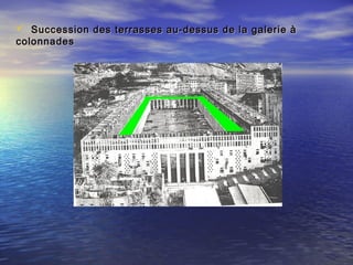  Succession des terrasses au-dessus de la galerie àSuccession des terrasses au-dessus de la galerie à
colonnadescolonnades
 