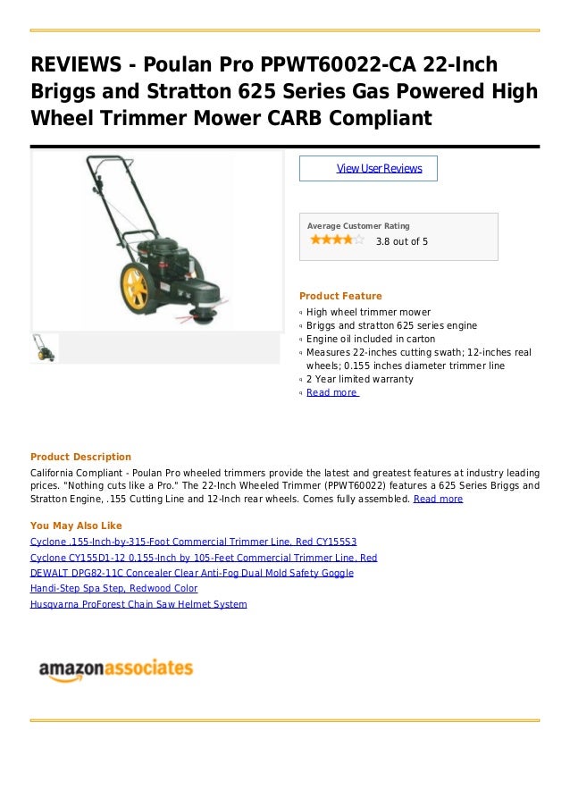 Poulan pro ppwt60022 ca 22inch briggs and stratton 625 series gas