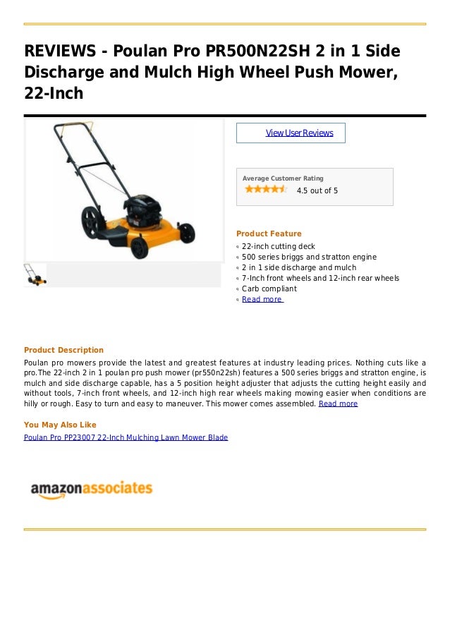 Poulan pro pr500 n22sh 2 in 1 side discharge and mulch high wheel pus…