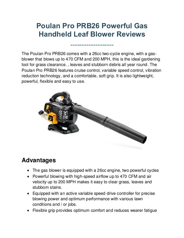 Poulan pro prb26 powerful gas handheld leaf blower reviews