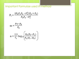 Important Formulae used in method
 