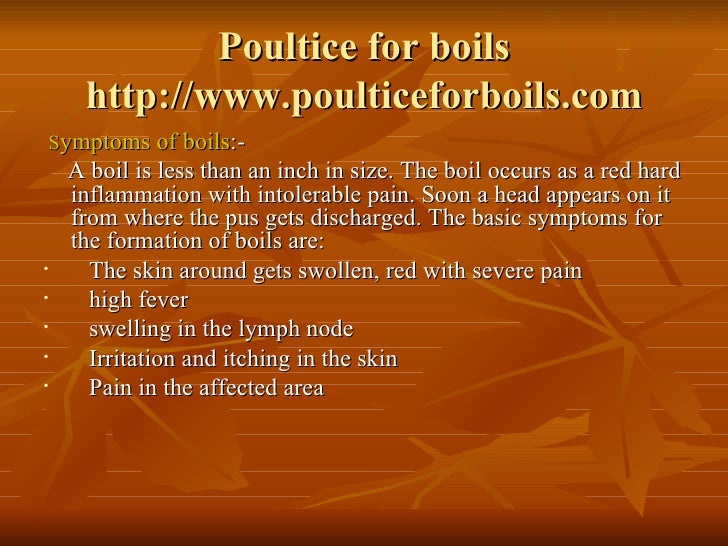 Poultice for boils