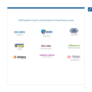5
‫اآلتية‬ ‫العالمية‬ ‫الشركات‬ ‫للدواجن‬ ‫الدقهلية‬ ‫شركات‬ ‫مجموعة‬ ‫وتمثل‬
‫إن‬ ‫تي‬ ‫في‬
‫إم‬ ‫إس‬ ‫دي‬
‫الينز‬ ‫سيد‬
‫النمساوية‬ ‫بيومين‬‫األمريكية‬ ‫البس‬ ‫ستار‬‫البروفيت‬
‫اإلنجليزية‬ ‫ميردن‬
FARMAVET LIMITED
‫اإلنجليزية‬ ‫فيت‬ ‫فارما‬
 