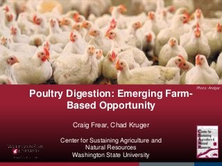 Poultry Digestion: Emerging Farm-
Based Opportunity
Craig Frear, Chad Kruger
Center for Sustaining Agriculture and
Natural Resources
Washington State University
Photo: Andgar
 