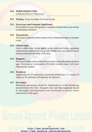 162
MISCELLANEOUS CONDITIONS
35.0 MYCOTOXICOSES
36.0 LEUCOCYTOZOONOSIS
http://www.growelagrovet.com
https://www.facebook.com/growelagrovet
 