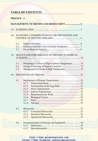 7.2.6 Vitamin Deficiencies..................................................... 58
7.3 Quality Control in Feed Manufacture ..................................... 62
IMMUNOSUPPRESSIVE DISEASES..................................................... 68
8.0 MAREK’S DISEASE.......................................................................... 69
8.1 Etiology................................................................................... 69
8.2 Occurrence and Economic Significance ................................. 69
8.3 Transmission ........................................................................... 69
8.4 Clinical Signs .......................................................................... 69
8.5 Pathology ................................................................................ 69
8.6 Diagnosis and Confirmation ................................................... 69
8.7 Prevention ............................................................................... 70
9.0 INFECTIOUS BURSAL DISEASE .................................................... 72
9.1 Etiology................................................................................... 72
9.2 Occurrence and Economic Significance ................................. 72
9.3 Transmission ........................................................................... 72
9.4 Clinical Signs .......................................................................... 72
9.5 Pathology ................................................................................ 73
9.6 Diagnosis ................................................................................ 73
9.7 Prevention ............................................................................... 73
10.0 CHICKEN ANEMIA........................................................................... 76
10.1 Etiology................................................................................... 76
10.2 Occurrence and Economic Significance ................................. 76
10.3 Transmission ........................................................................... 76
10.4 Clinical Signs .......................................................................... 76
10.5 Pathology ................................................................................ 76
10.6 Diagnosis ................................................................................ 76
10.7 Prevention ............................................................................... 76
RESPIRATORY DISEASES ..................................................................... 78
11.0 NEWCASTLE DISEASE ................................................................... 79
11.1 Etiology................................................................................... 79
11.2 Occurrence and Economic Significance ................................. 79
11.3 Transmission ........................................................................... 79
iii
 